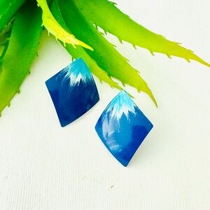 Vintage Blue Tie-Dye Style Earrings